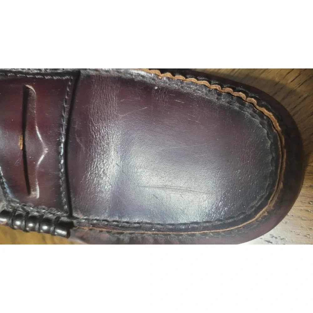 Florsheim Mens Burgundy Leather Penny Loafers Moc Toe Dress Shoes 17058-05 9.5 D